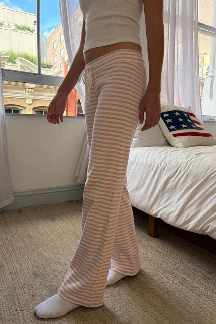 Hilary Striped Pants - Light Pink and White Stripe