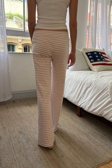 Hilary Striped Pants - Light Pink and White Stripe