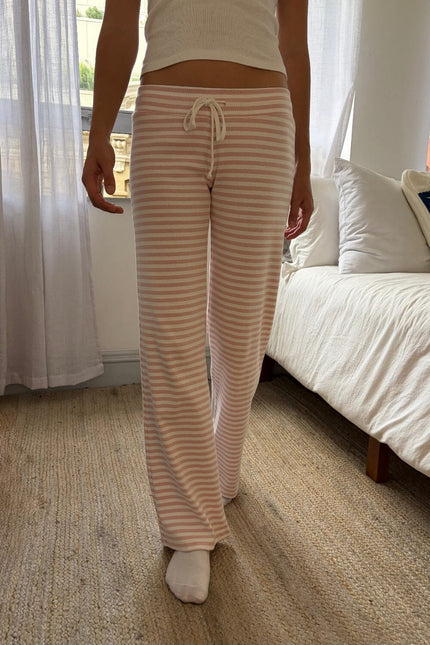 Hilary Striped Pants - Light Pink and White Stripe