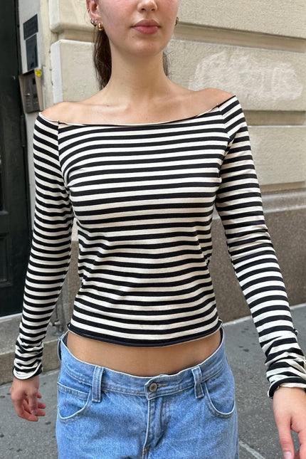 Bonnie Striped Top - Black and White Stripes