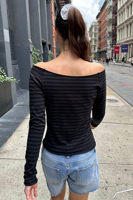 Bonnie Striped Top - Black and White Stripes