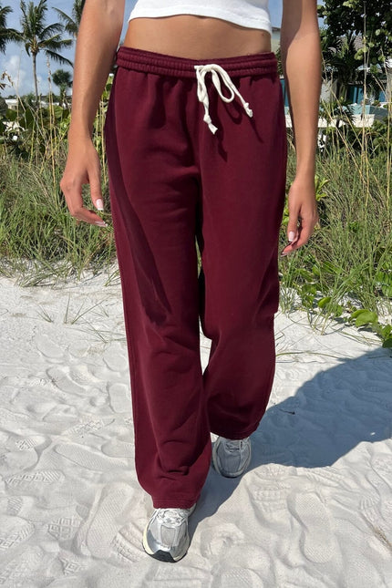 Anastasia Tie Sweatpants - Burgundy