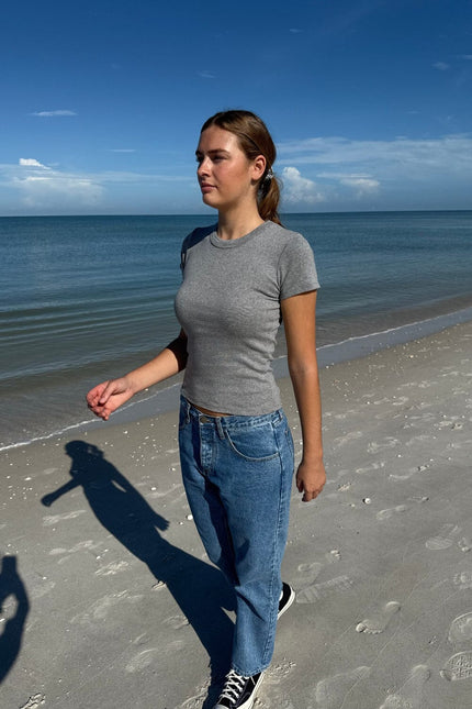 Hailie Basic Top - Faded Navy Blue
