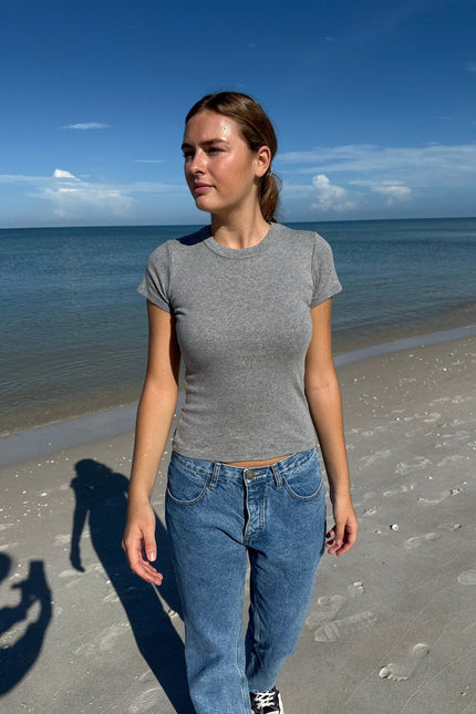 Hailie Basic Top - Faded Navy Blue