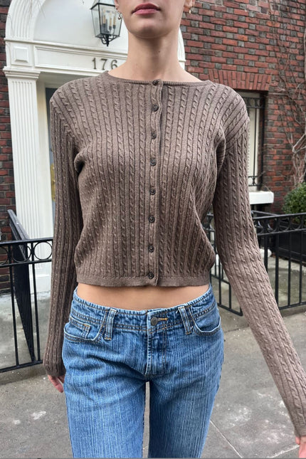 Zoe Cable Knit Cardigan - Dark Grey