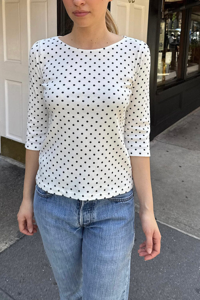 Jennie Polka Dots Top - White with Navy Polka Dots