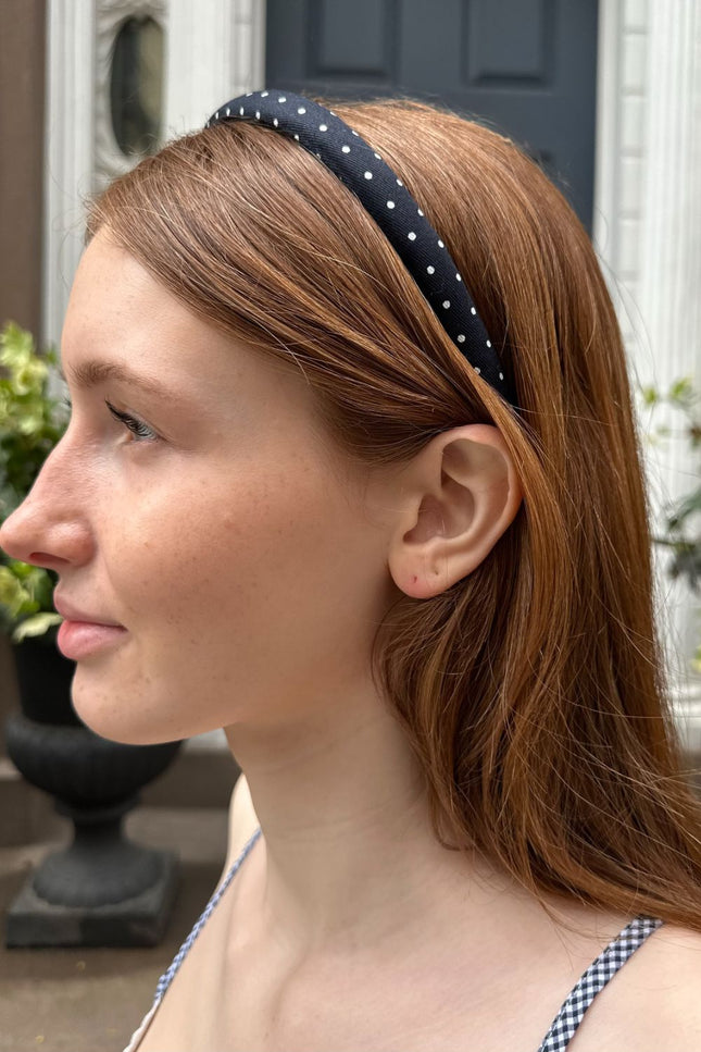 Polka Dots Headband - Navy White Polka Dots