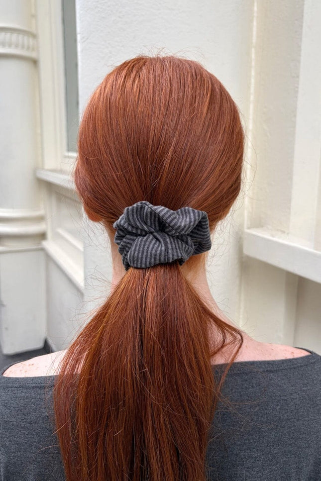 Striped Scrunchie - Dark Grey with Grey Stripes