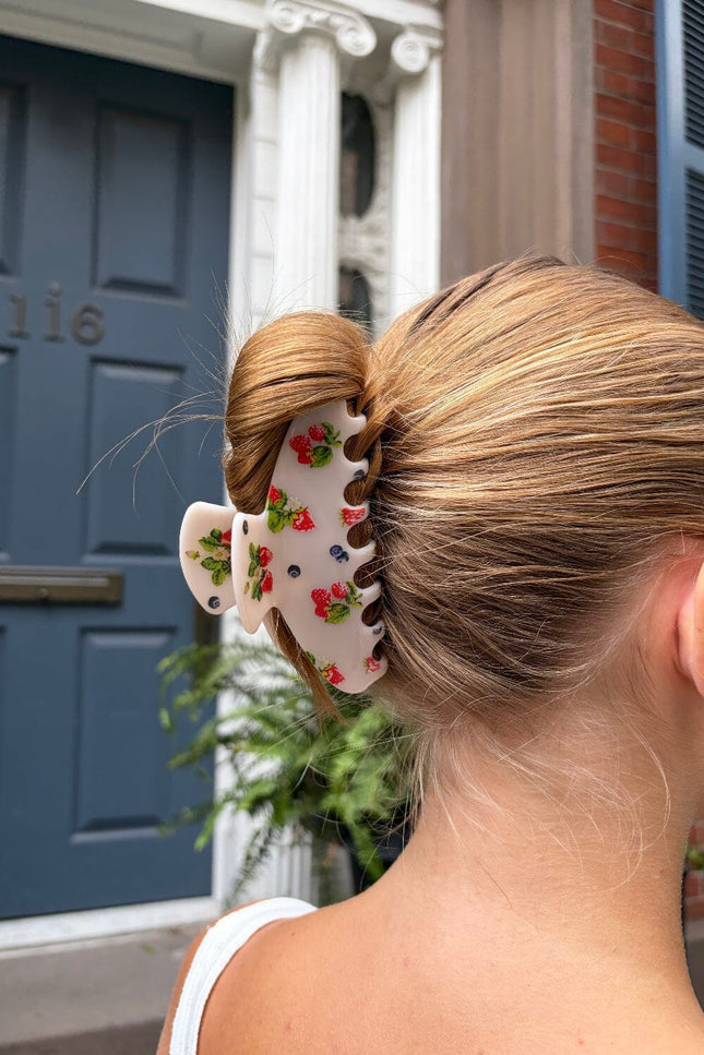 Hair Claw Clip - Ivory with Berries