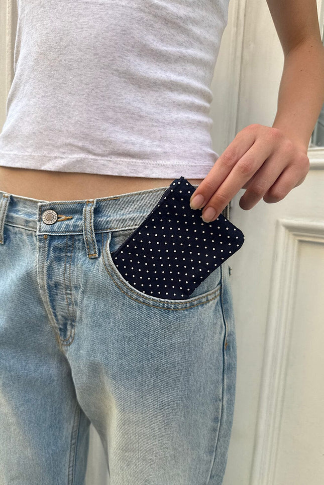 Polka Dots Coin Purse - Navy with White Polka Dots