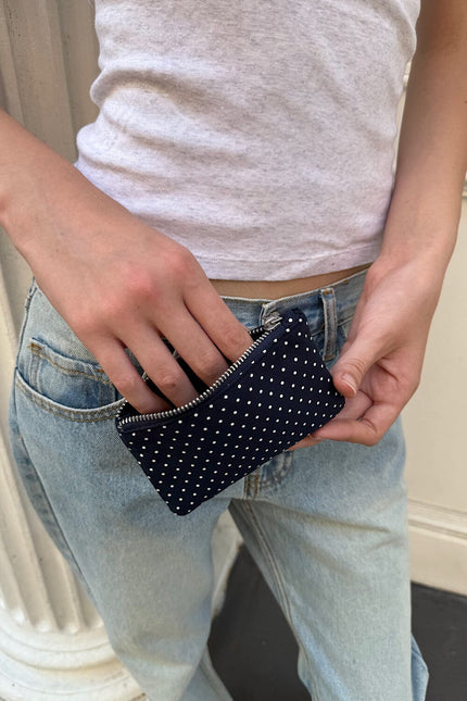 Polka Dots Coin Purse - Navy with White Polka Dots