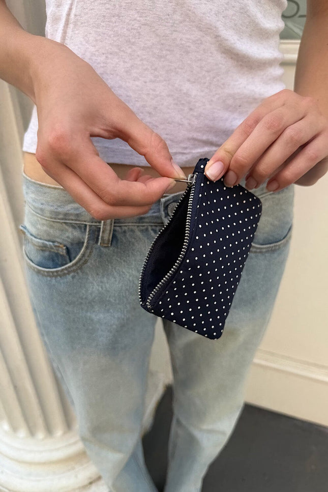 Polka Dots Coin Purse - Navy with White Polka Dots