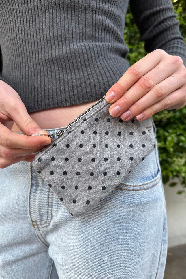 Polka Dots Coin Purse - White with Navy Polka Dots