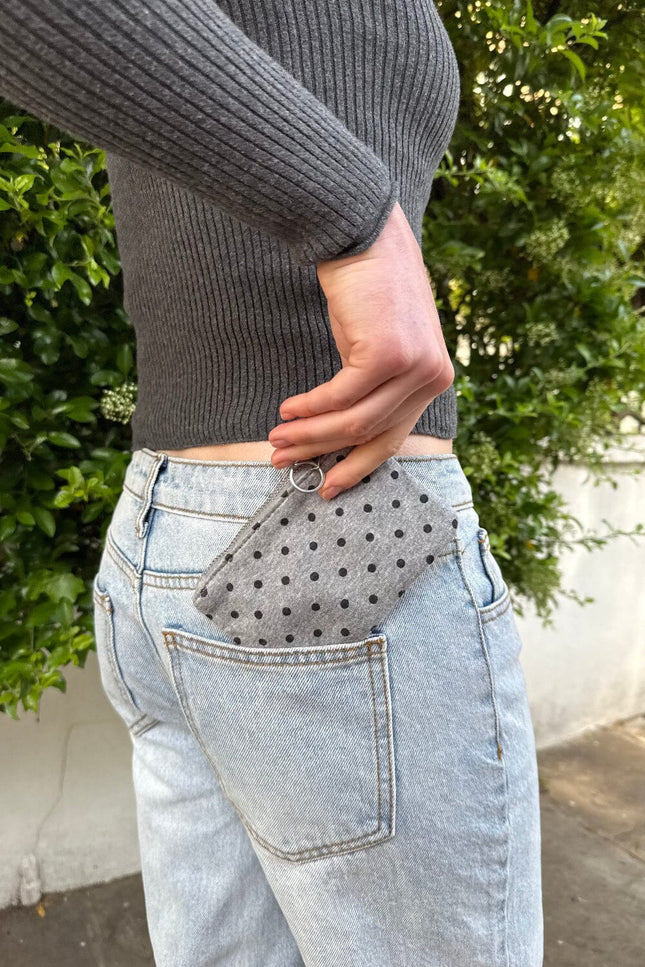 Polka Dots Coin Purse - White with Navy Polka Dots