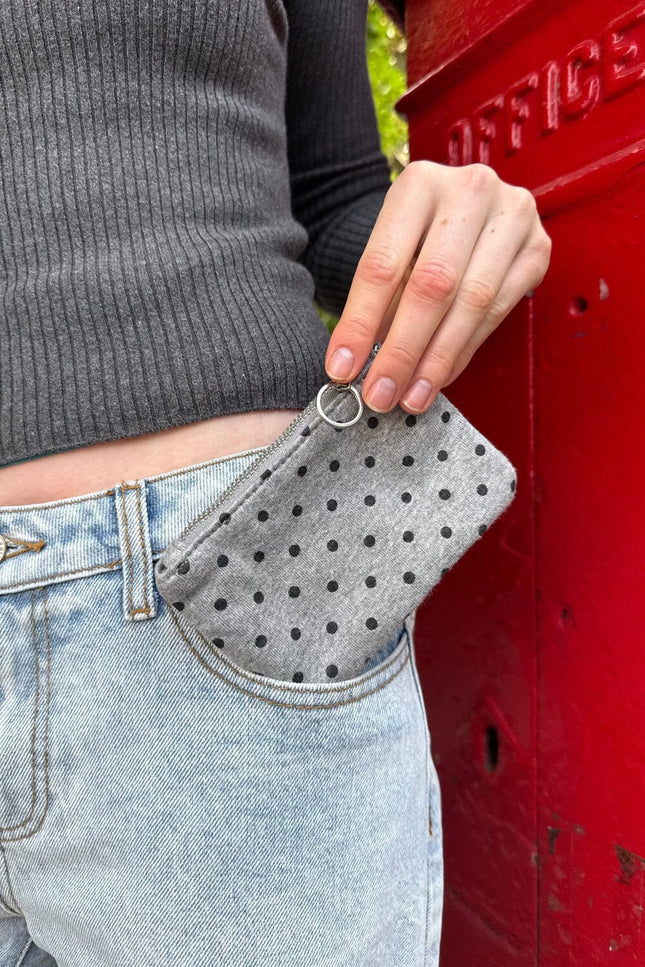 Polka Dots Coin Purse - White with Navy Polka Dots