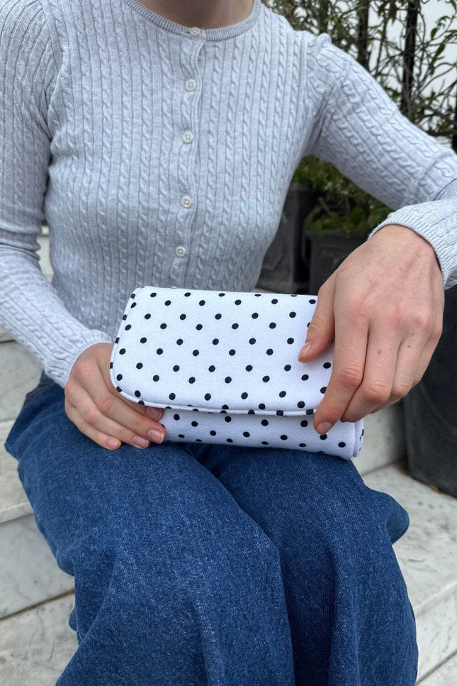 Polka Dots Makeup Bag - White with Black Polka Dots