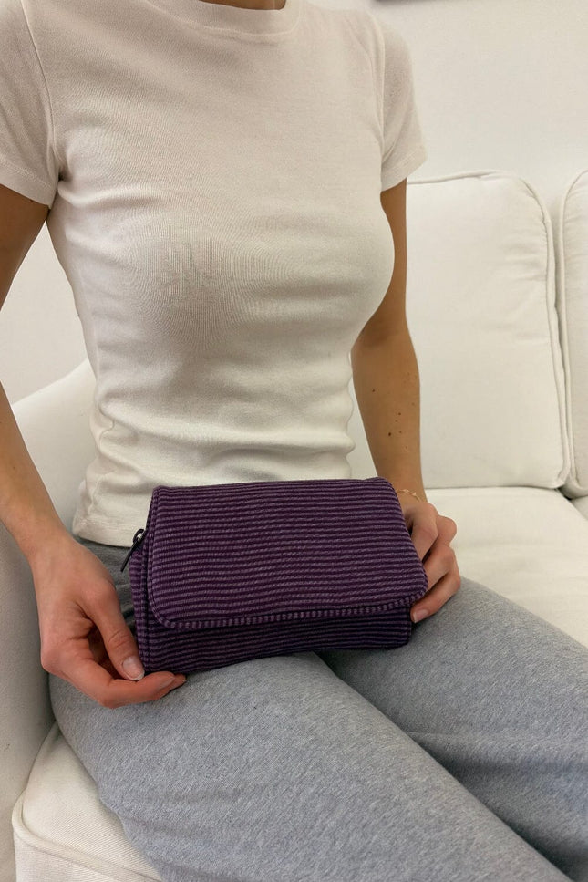 Stripe Makeup Bag - Purple Stripes