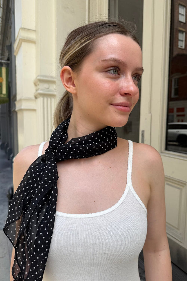 Polka Dot Scarf - Black with White Polka Dots