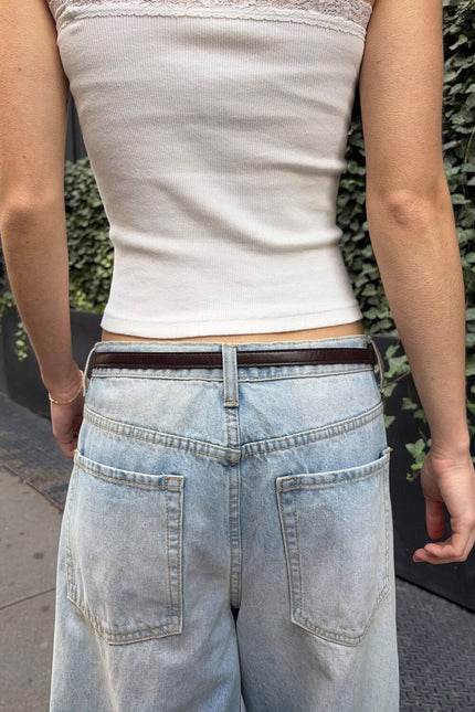 Thin Belt - Dark Brown Faux Leather