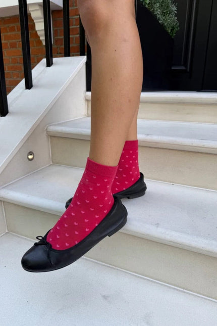 Heart Socks - Red with Pink Hearts