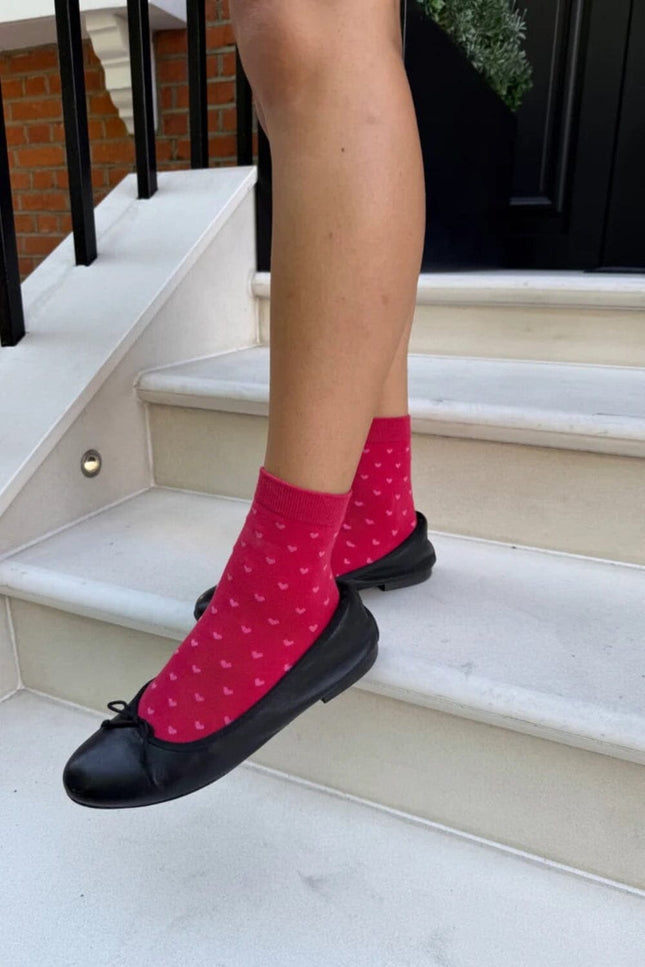 Heart Socks - Red with Pink Hearts