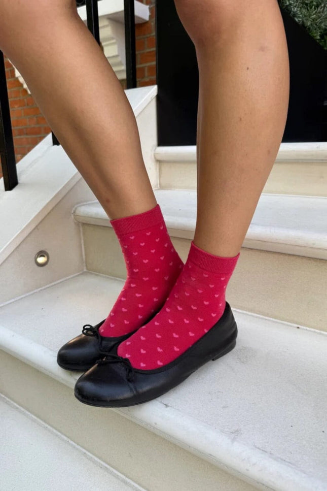 Heart Socks - Red with Pink Hearts
