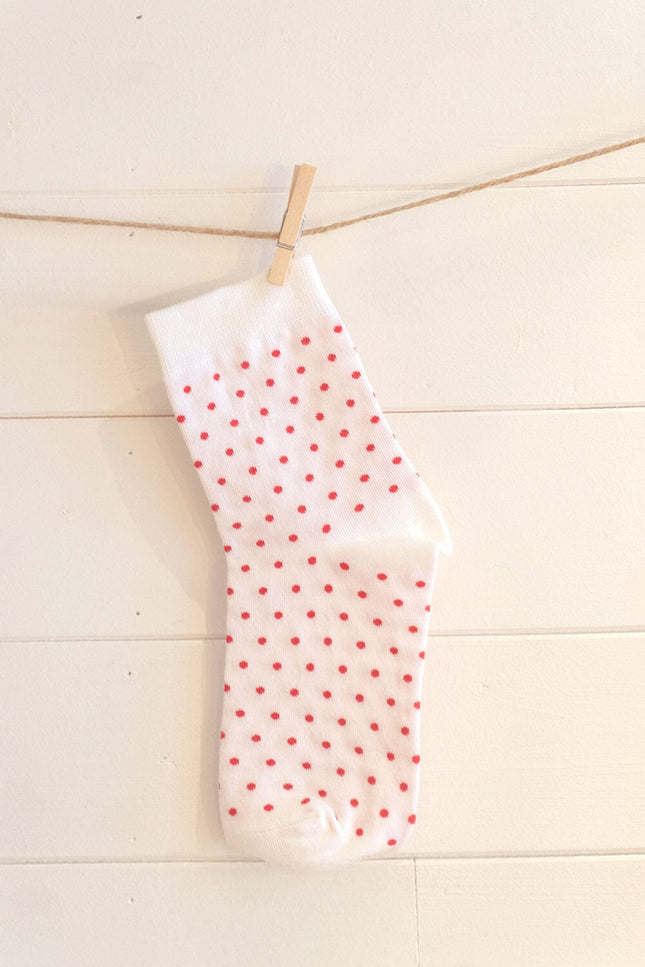 Polka Dots Socks - White and Red Polka Dots
