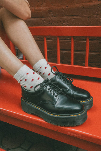 Stars Socks - White With Red Stars