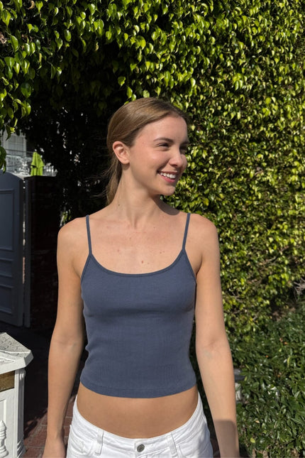 Skylar Ribbed Tank - Light Olive Green