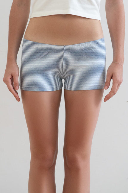 Striped Boxer Underwear - White And Light Blue Stripes