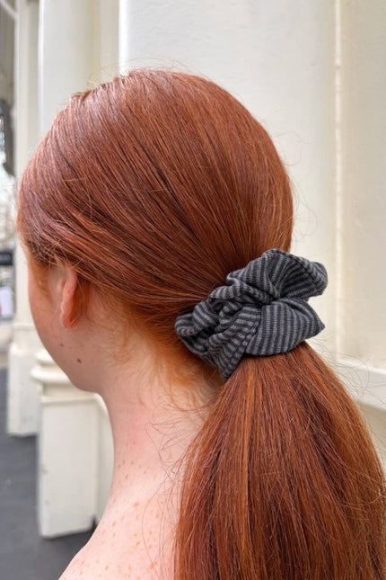 Striped Scrunchie - Dark Grey with Grey Stripes