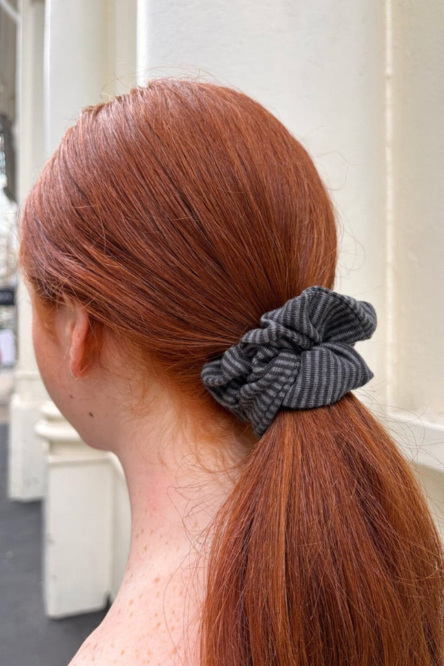 Striped Scrunchie - Dark Grey with Grey Stripes